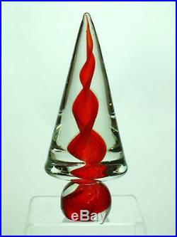 Vintage Murano Cone, Red Spiral. Christmas Tree Shape