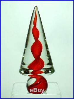 Vintage Murano Cone, Red Spiral. Christmas Tree Shape