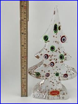 Vintage Murano Decorative Millefiori Green Red Bronze Blown Glass Christmas Tree