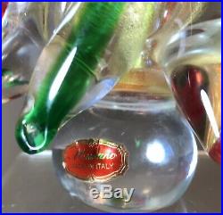 Vintage Murano Glass Christmas Tree Green Red Stripes With Gold And Label