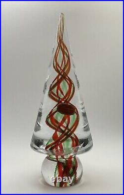 Vintage Murano Glass Vortex Christmas Tree, Red & Green Swirl