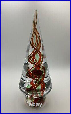 Vintage Murano Glass Vortex Christmas Tree, Red & Green Swirl