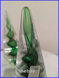 Vintage Murano Italy Art Glass Green and Gold Swirl Christmas Tree 7.5