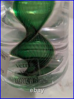 Vintage Murano Italy Art Glass Green and Gold Swirl Christmas Tree 7.5