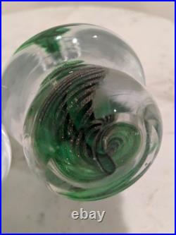 Vintage Murano Italy Art Glass Green and Gold Swirl Christmas Tree 7.5