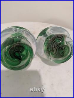 Vintage Murano Italy Art Glass Green and Gold Swirl Christmas Tree 7.5