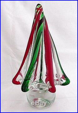 Vintage Murano Italy Christmas Tree Shaped Glass Paperweight 9 Solid No Sticker