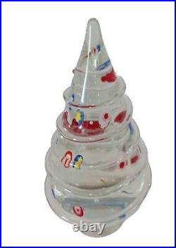 Vintage Murano Italy Glass Christmas Tree Millefiore Bullicante Bubble 6.25