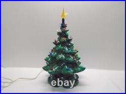 Vintage Musical 20 GREEN Lighted ATLANTIC MOLD Ceramic Christmas Tree