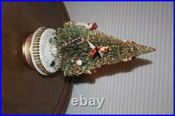 Vintage Musical Bottle Brush Christmas Tree Chenille Figures + Box Jingle Bells