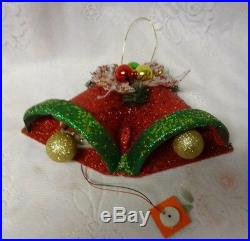 Vintage Musical Christmas Tree Lighted Glittery Bells Wall Decoration See Video