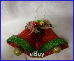 Vintage Musical Christmas Tree Lighted Glittery Bells Wall Decoration See Video
