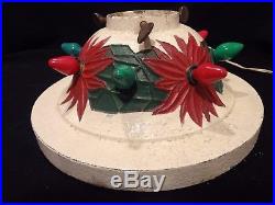 Vintage NOMA CAST IRON LIGHTED CHRISTMAS TREE STAND Painted Poinsettias
