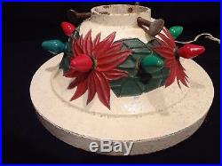 Vintage NOMA CAST IRON LIGHTED CHRISTMAS TREE STAND Painted Poinsettias
