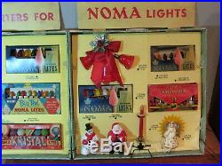 Vintage NOMA Giant Salesman Kit Display Christmas Lights Santa Bell tree top 60s