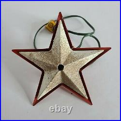 Vintage NOMA Glo-lite Metal Glitter Illuminated Christmas Tree Topper Star WithBox