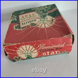 Vintage NOMA Glo-lite Metal Glitter Illuminated Christmas Tree Topper Star WithBox