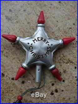 Vintage NOMA Lighted Electric Star Tree Topper Merry Christmas Cut Out C6 Nice