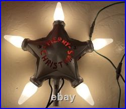 Vintage NOMA Merry Christmas Star Tree Topper withCord & Extra C6 Bulbs Works