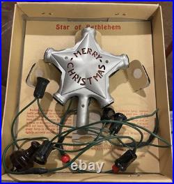 Vintage NOMA Merry Christmas Star Tree Topper withCord & Extra C6 Bulbs Works Vintage NOMA Merry Christmas Star Tree Topper withCord & Extra C6 Bulbs Works