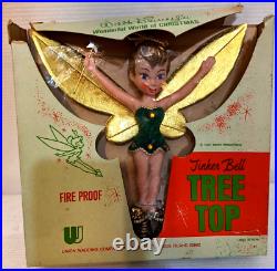 Vintage NOS 1960s Walt Disney Productions TINKERBELL Christmas Tree Topper +Box