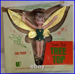 Vintage NOS 1960s Walt Disney Productions TINKERBELL Christmas Tree Topper +Box