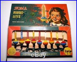 Vintage Noma Biscuit 9 Bubble Lights Set Christmas Tree In Original Box Working