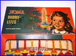 Vintage Noma Biscuit 9 Bubble Lights Set Christmas Tree In Original Box Working