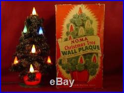 Vintage Noma Christmas Tree Wall Plaque With C-6 Lights In Original Box