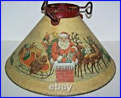 Vintage Noma Tin Litho Christmas Tree Stand Santa Reindeer 1930's