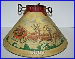 Vintage Noma Tin Litho Christmas Tree Stand Santa Reindeer 1930's