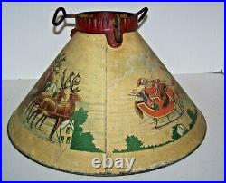 Vintage Noma Tin Litho Christmas Tree Stand Santa Reindeer 1930's