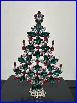 Vintage Nostalgic rhinestones handmade Czech Christmas Tree Table Top RARE