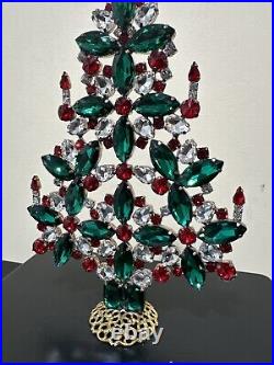 Vintage Nostalgic rhinestones handmade Czech Christmas Tree Table Top RARE