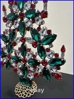 Vintage Nostalgic rhinestones handmade Czech Christmas Tree Table Top RARE