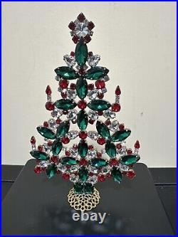 Vintage Nostalgic rhinestones handmade Czech Christmas Tree Table Top RARE