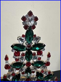 Vintage Nostalgic rhinestones handmade Czech Christmas Tree Table Top RARE