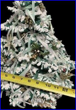 Vintage Nowell Flocked, Lighted And Decorated Ceramic Christmas Tree 1991/95