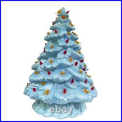 Vintage Nowell Large Ceramic Christmas Tree Blue Pearl Bird Light withBase Mold