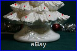 Vintage Nowell Mold 14 Tall Ceramic Christmas Tree Holly Base Two Sets Bulbs