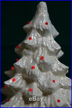 Vintage Nowell Mold 14 Tall Ceramic Christmas Tree Holly Base Two Sets Bulbs