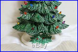 Vintage Nowell Mold 16 Tall Ceramic Christmas Tree with White Holly Base