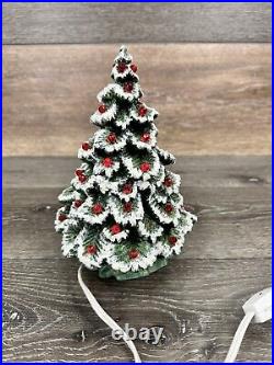 Vintage Nowell Mold Ceramic Lighted Christmas Tree 8.5 Tall With Base