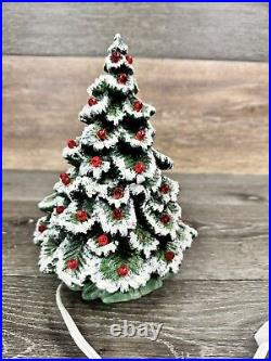 Vintage Nowell Mold Ceramic Lighted Christmas Tree 8.5 Tall With Base