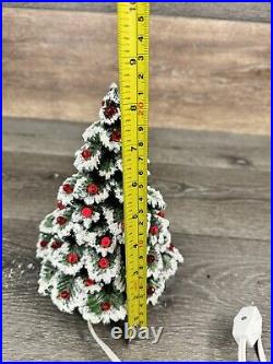 Vintage Nowell Mold Ceramic Lighted Christmas Tree 8.5 Tall With Base