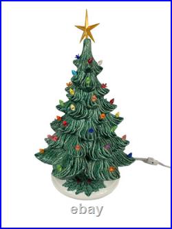 Vintage Nowell Mold Green Ceramic Light Up 18 Christmas Tree with Base