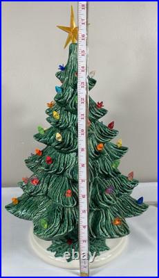 Vintage Nowell Mold Green Ceramic Light Up 18 Christmas Tree with Base