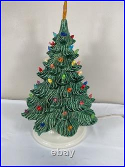 Vintage Nowell Mold Green Ceramic Light Up 18 Christmas Tree with Base