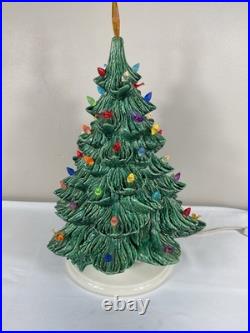 Vintage Nowell Mold Green Ceramic Light Up 18 Christmas Tree with Base