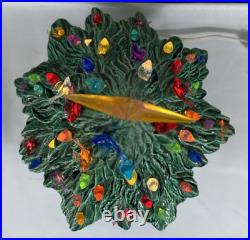 Vintage Nowell Mold Green Ceramic Light Up 18 Christmas Tree with Base